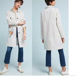 Anthropologie Polka Dot Peacoat floral coat nwt size M new with tag